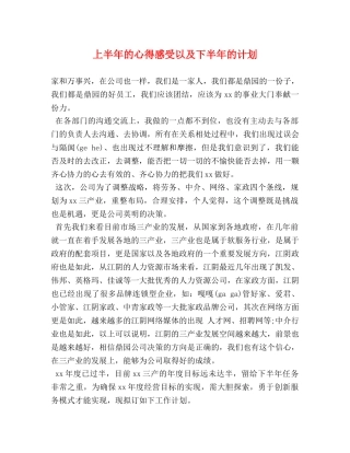 上半年的心得感受以及下半年的计划 