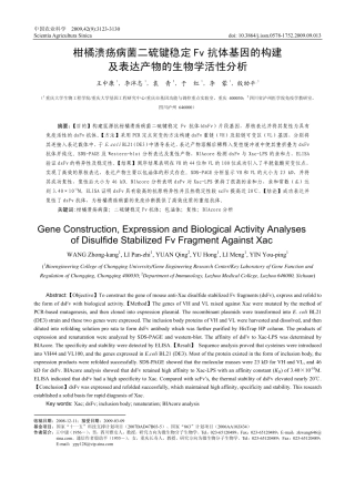 wwpdf - 柑橘溃疡病菌二硫键稳定fv 抗体基因的构建及表达产物的生物学