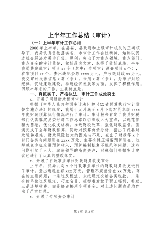 上半年工作总结（审计）