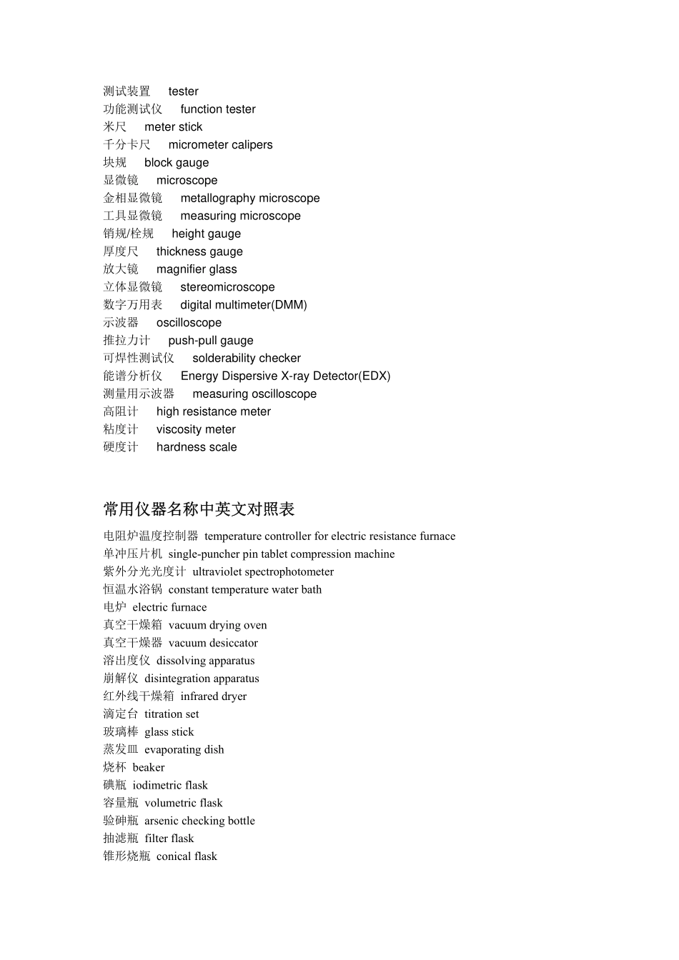 常用实验仪器名称中英文对照表_第3页