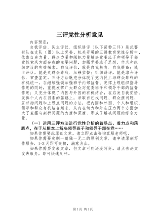 三评党性分析意见