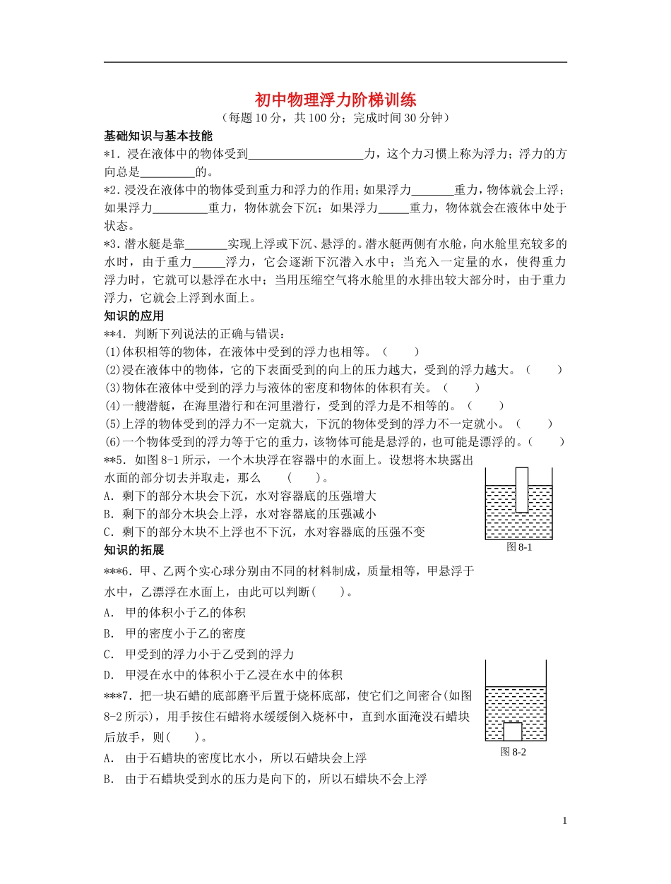 初中物理浮力阶梯训练带答案_第1页