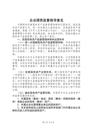 企业国资监督指导意见