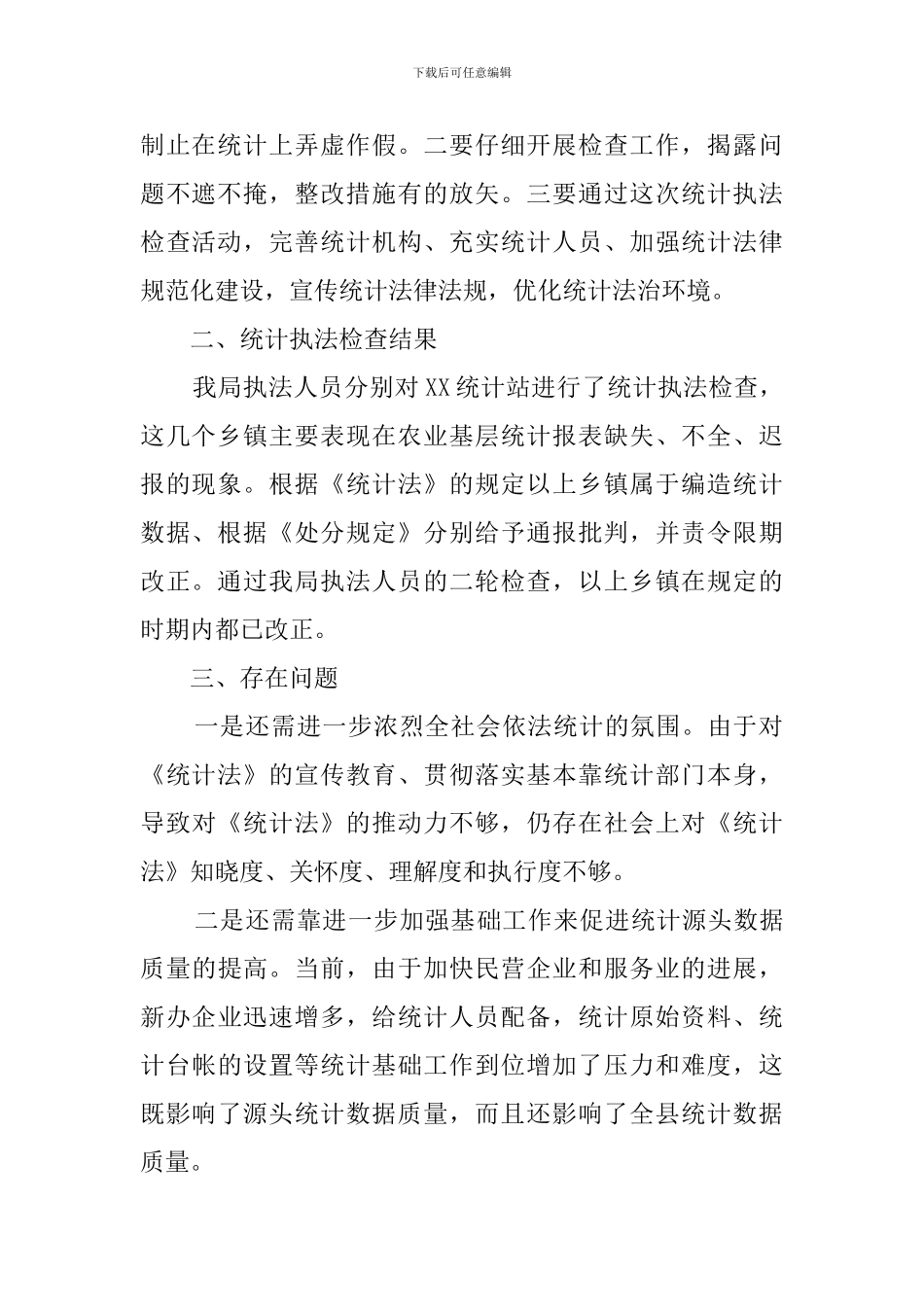 统计执法检查的自查报告_第2页