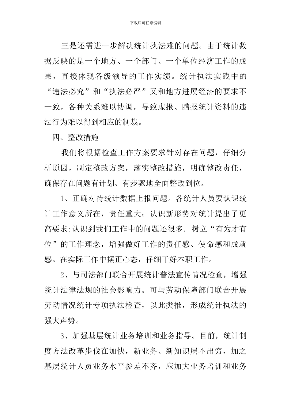 统计执法检查的自查报告_第3页