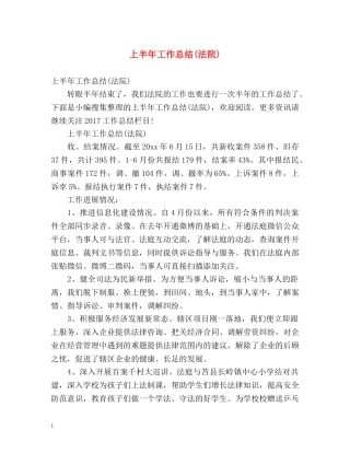 上半年工作总结(法院) 