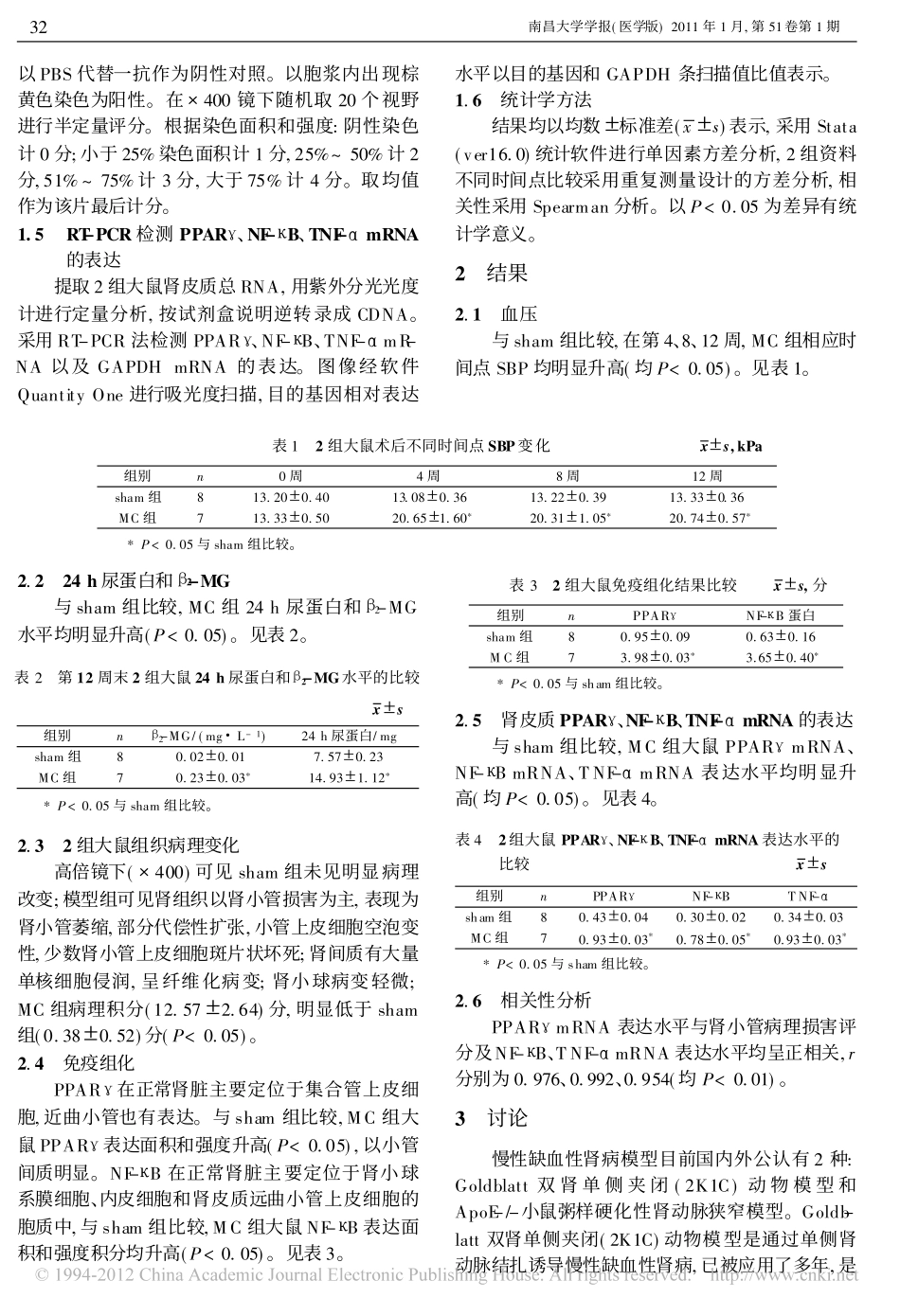 PPAR_NF_B_TNF_在慢性缺血性肾病大鼠模型中的表达及意义_第3页