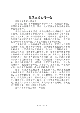 爱国主义心得体会