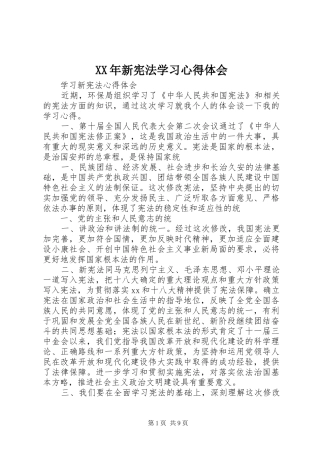 XX年新宪法学习心得体会