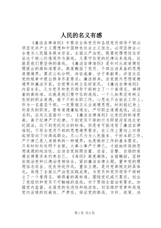 人民的名义有感