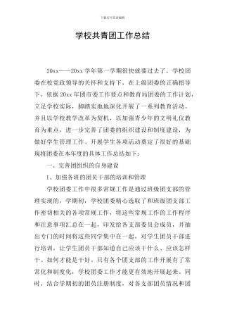 学校共青团工作总结