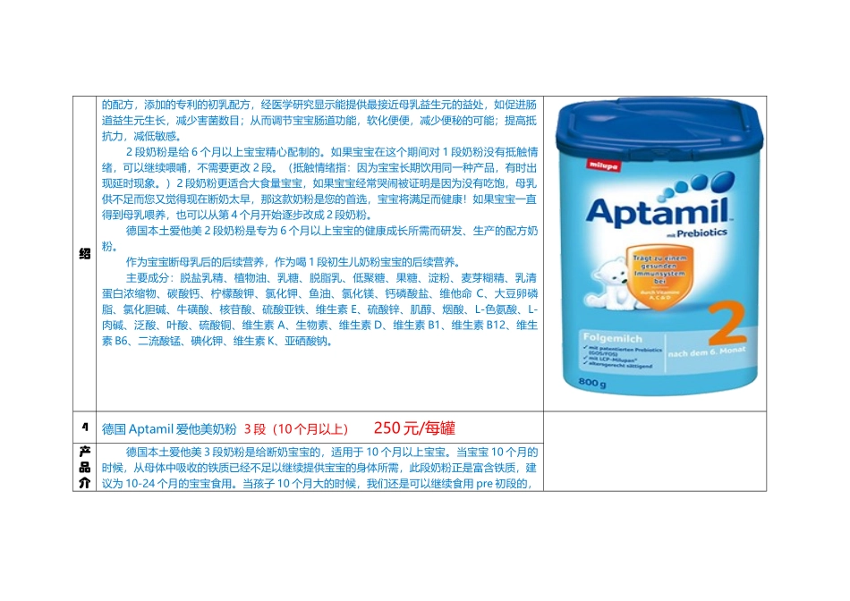 德国爱他美Aptamil 奶粉介绍和价格_第3页