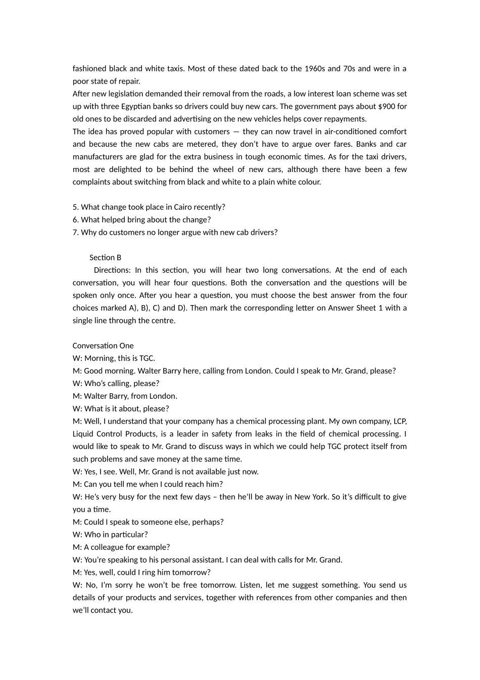 大学英语四级考试改革听力样题_第2页