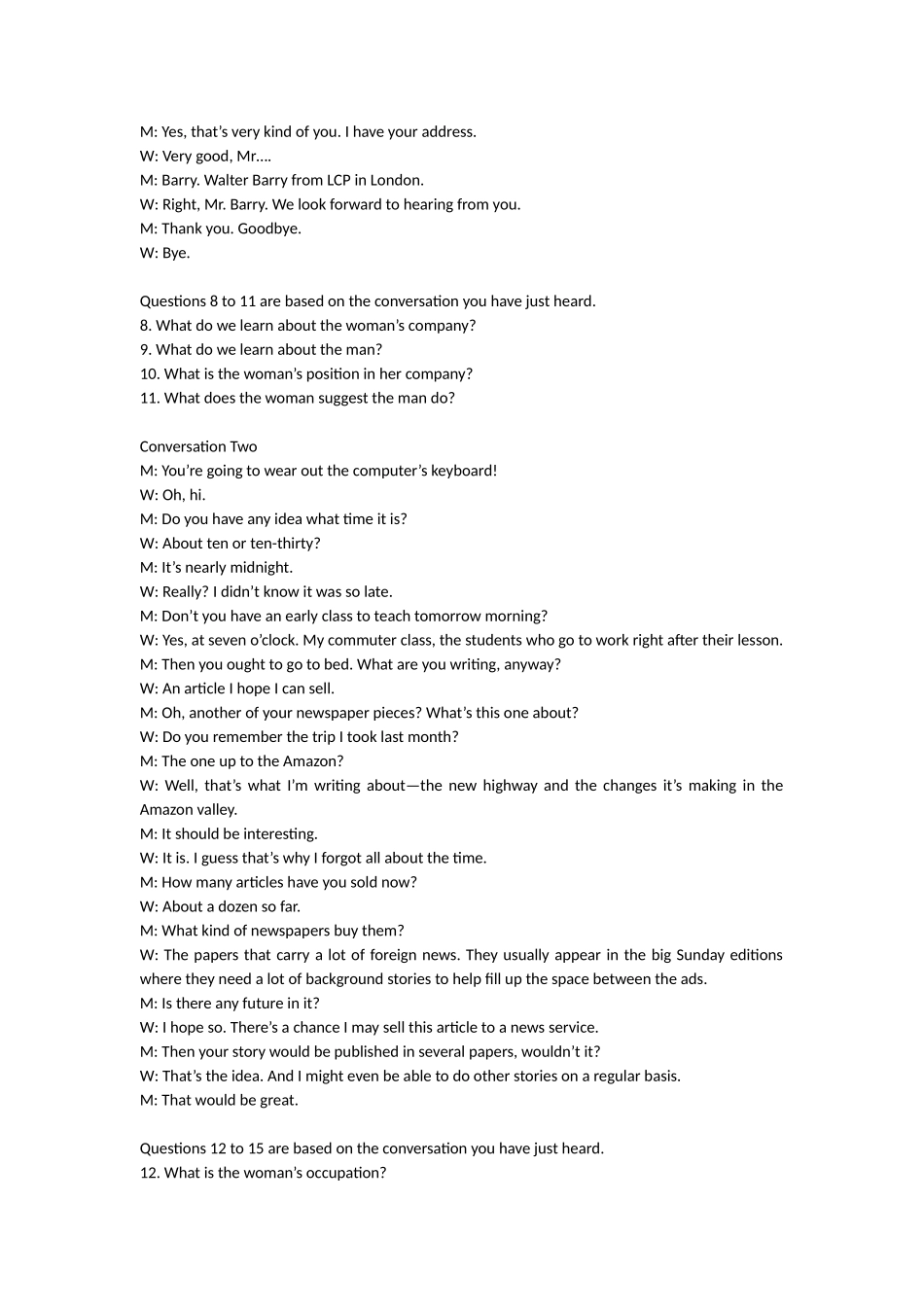 大学英语四级考试改革听力样题_第3页