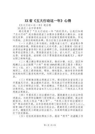 XX省《五大行动这一年》心得