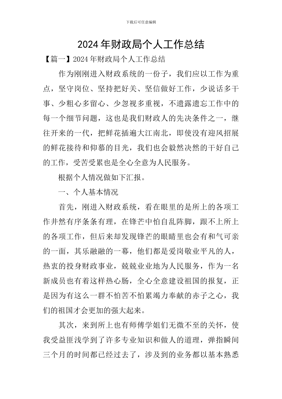2024年财政局个人工作总结_第1页