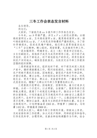 三冬工作会表态发言材料