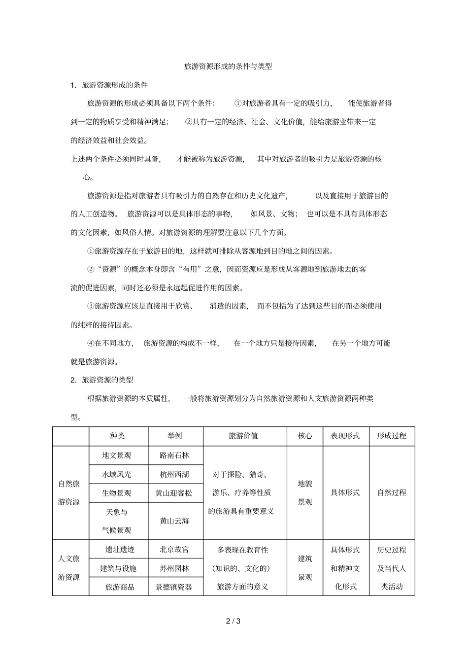 2018_2019学年高中地理每日一题旅游资源的概念类型含解析新人教版选修3_第2页