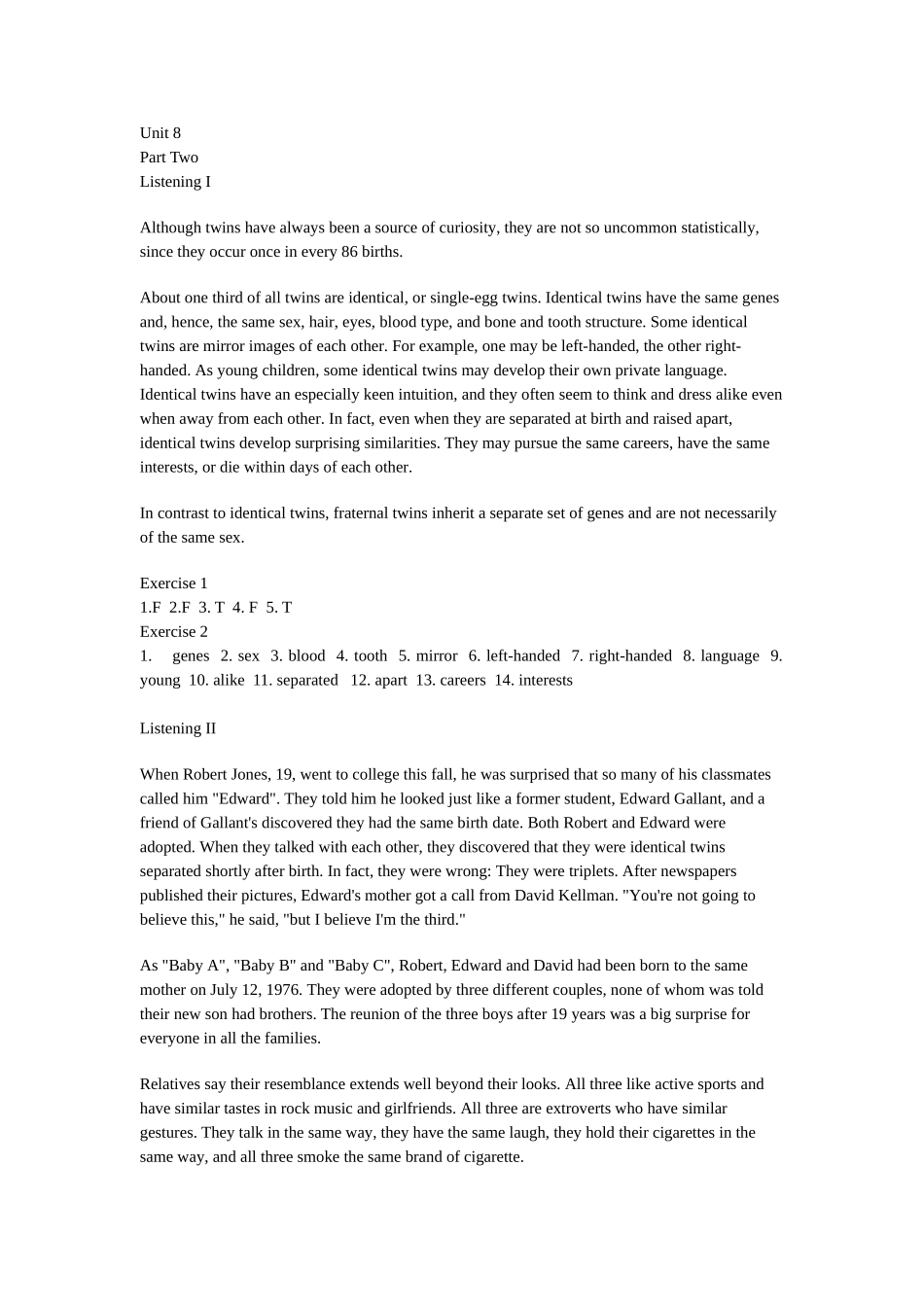 book3 Unit 8听力答案与文本_第1页