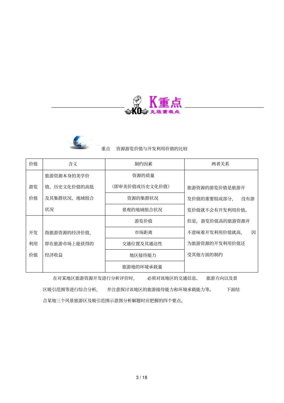 2018_2019学年高中地理第02章旅游资源专题2旅游资源开发条件的评价试题新人教版选修3_第3页