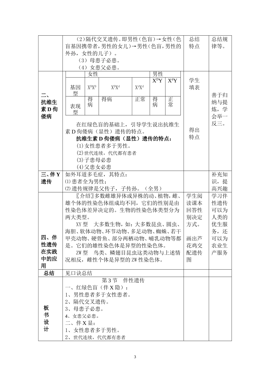 第3节 伴性遗传教学设计_第3页