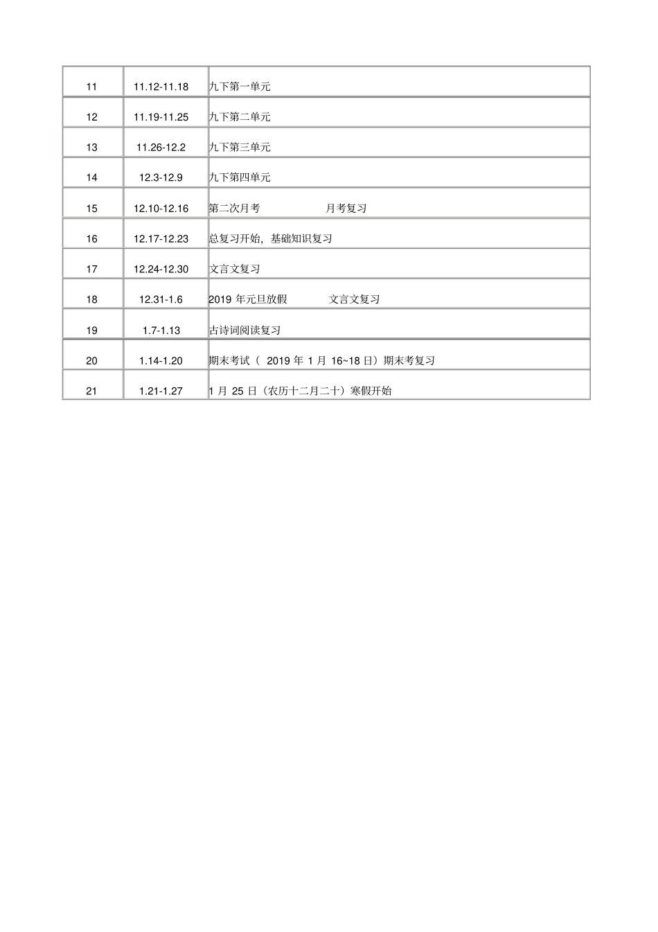 2018—2019学年第一学期九年级语文教学工作计划_第3页