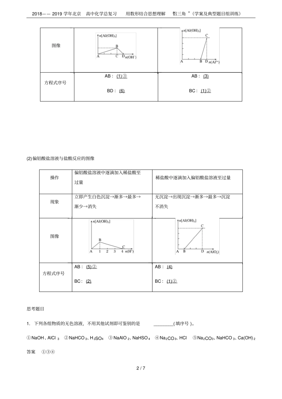 2018——2019学年北京高中化学总复习用数形结合思想理解铝三角学案及典型题目组训练_第2页