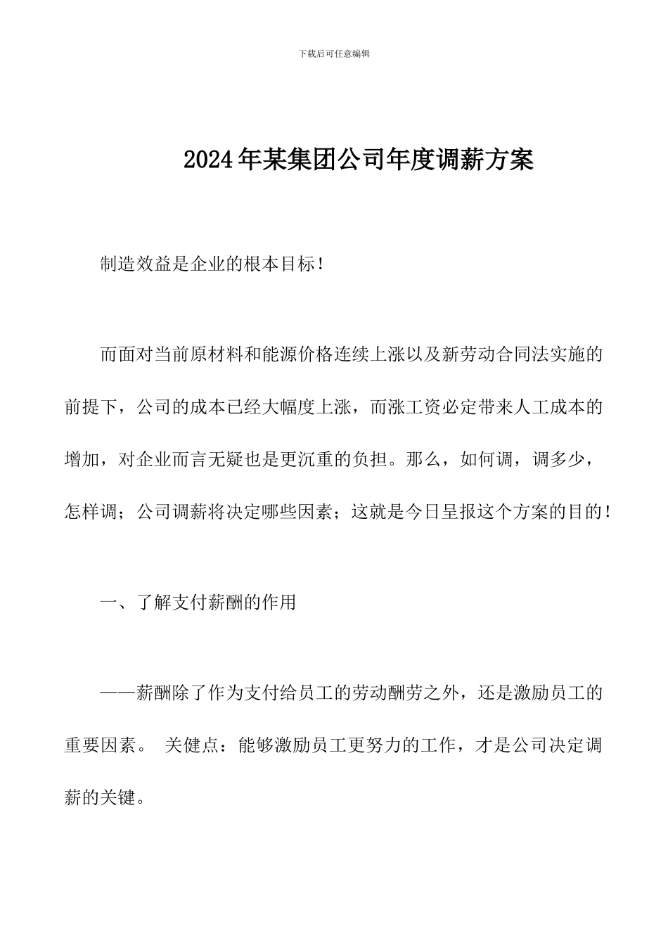 2024年某集团公司年度调薪方案_第1页