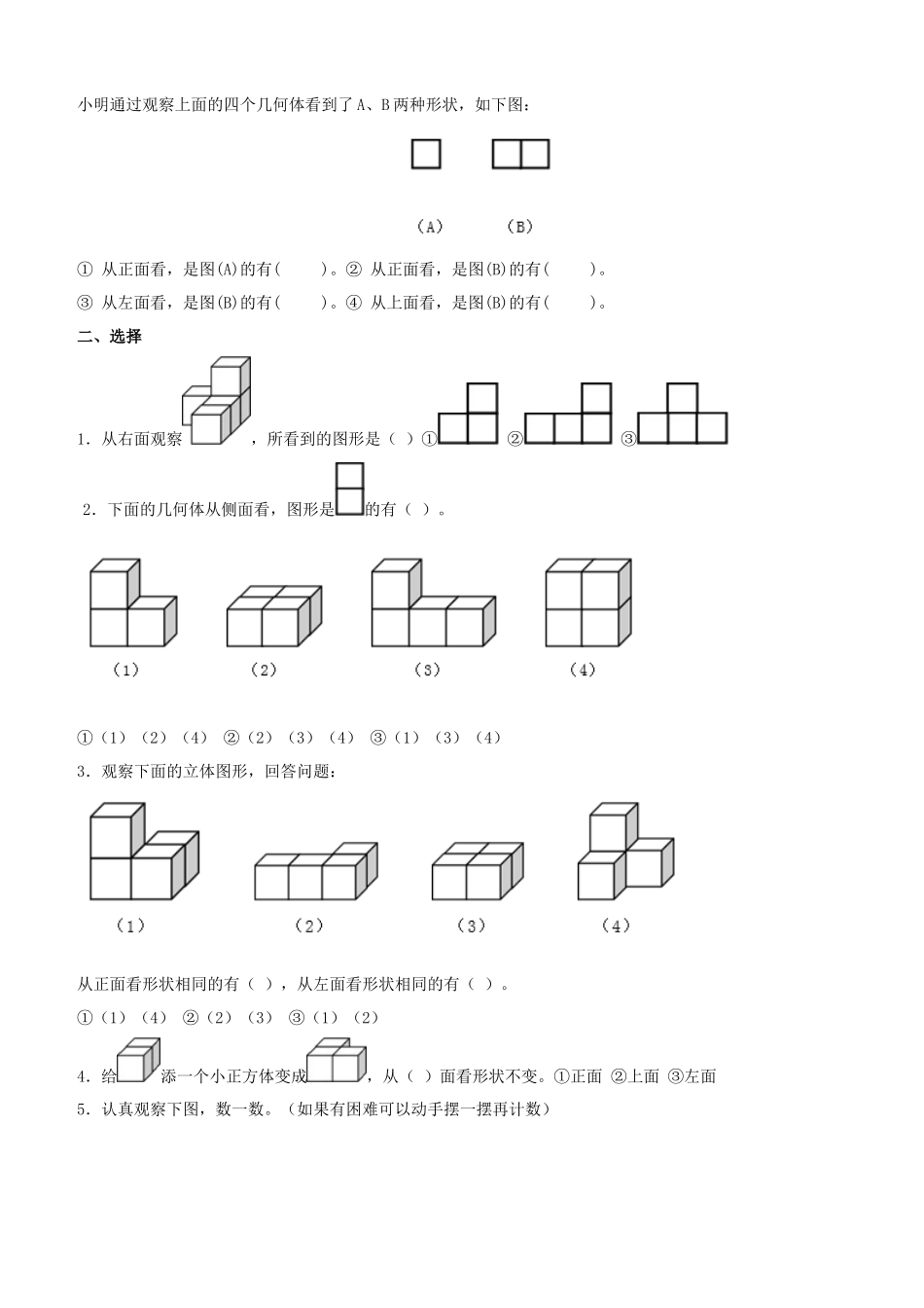 《观察物体(二)》同步试题_第2页