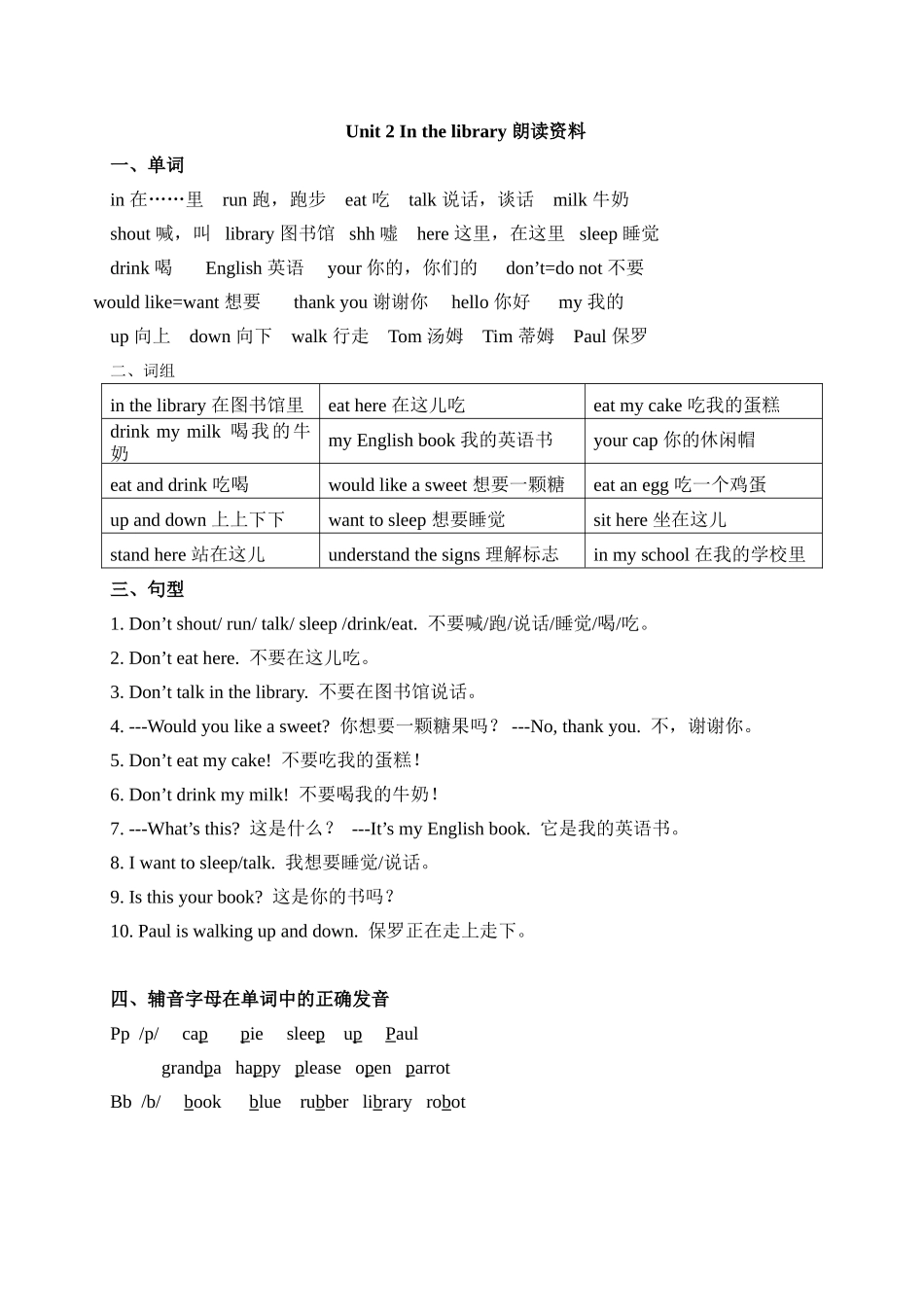 [牛津中小学英语网]Unit2朗读资料_第1页