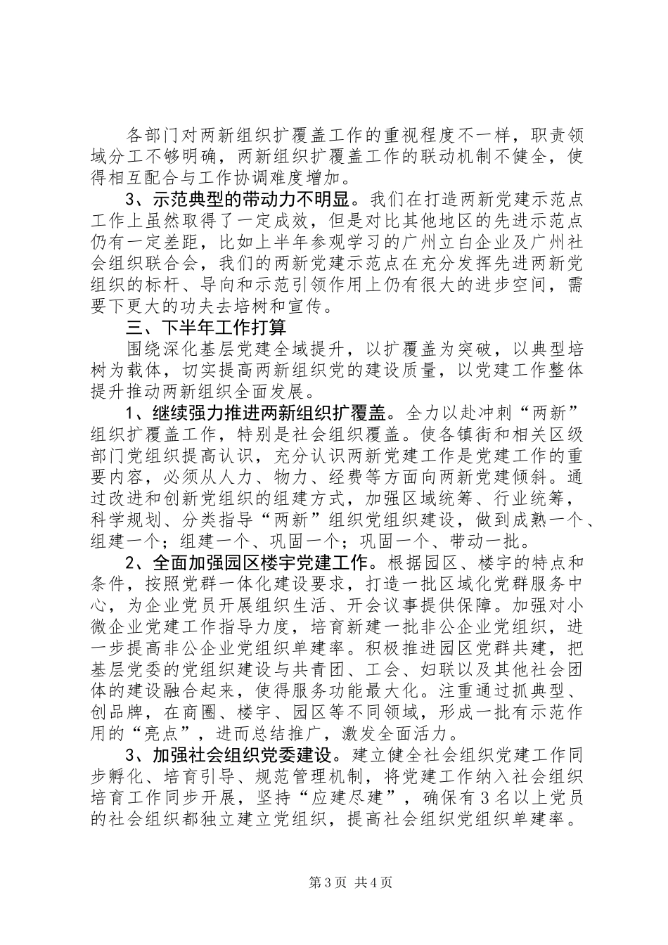 两新组织党建工作上半年工作总结及下半年工作计划_第3页