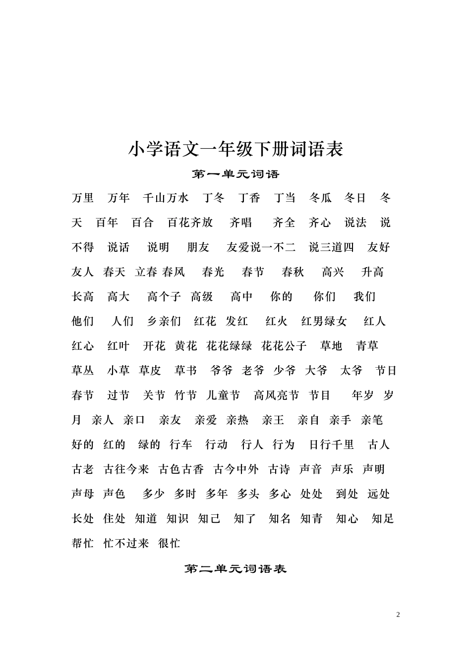 人教版语文一年级下册复习资料大汇总_第2页