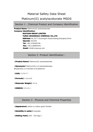 Platinum bis(acetylacetonate),双(乙酰丙酮)铂 MSDS