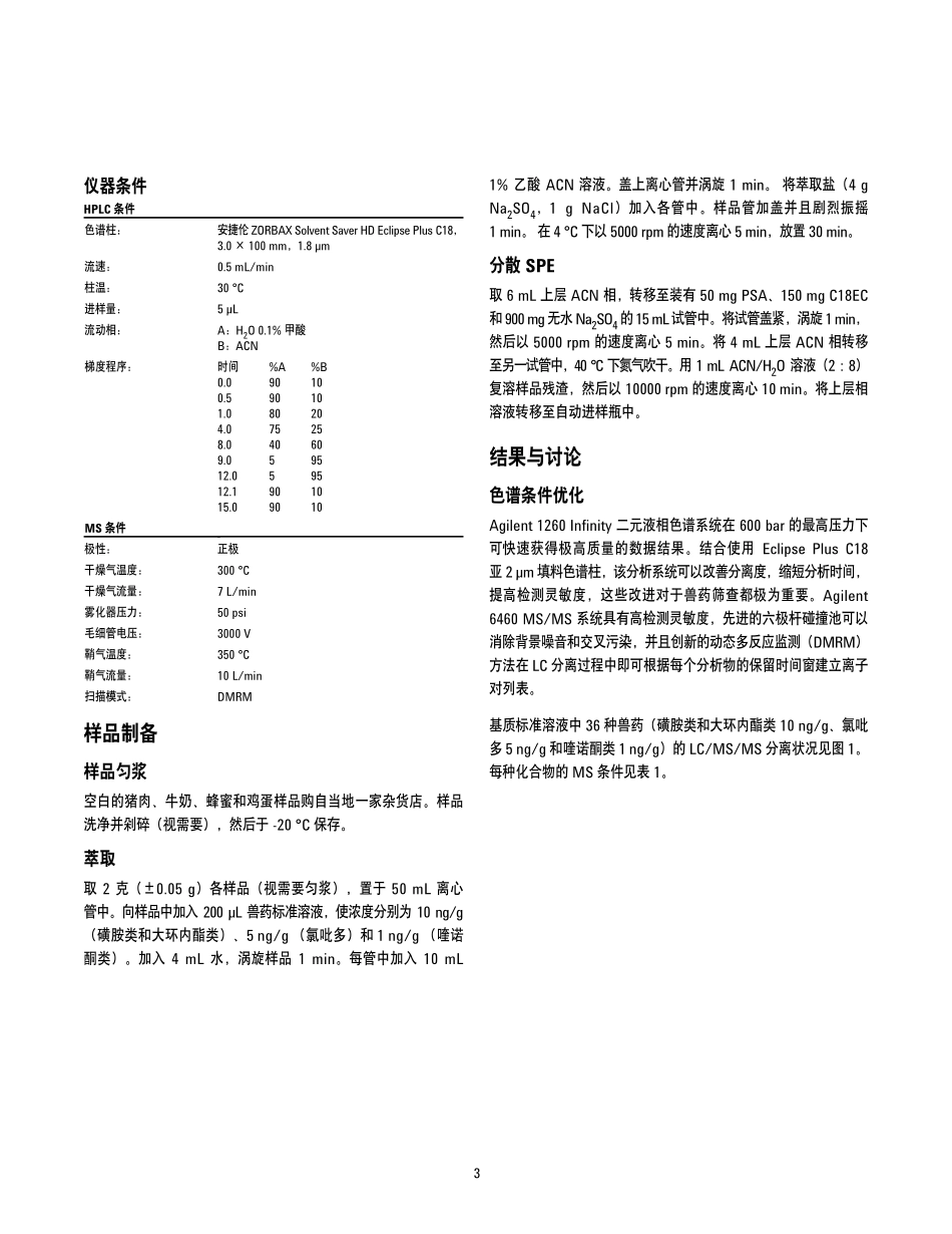 quechers方法检测肉中36种兽药_第3页