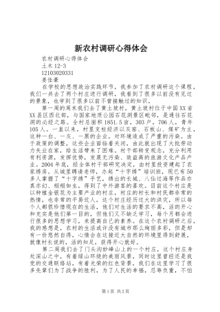 新农村调研心得体会