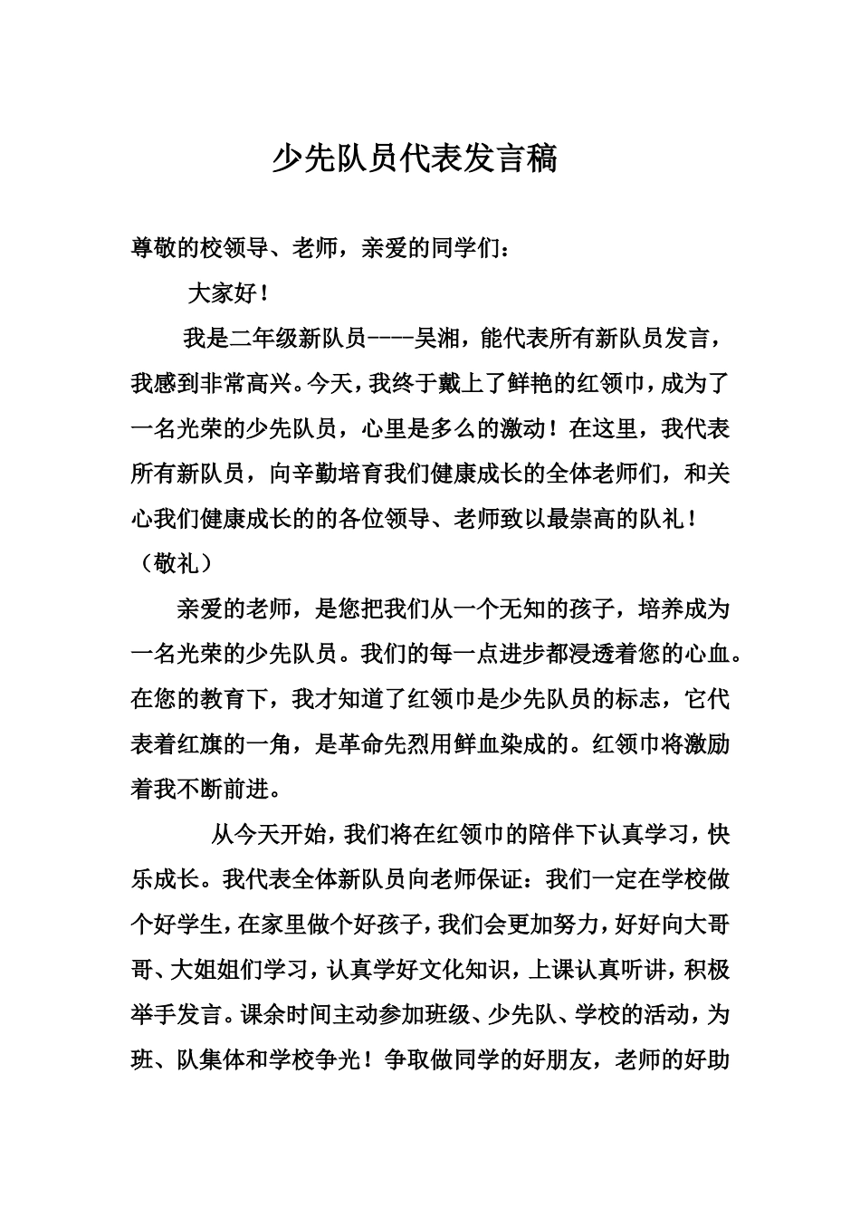 老少先队员代表发言稿_第2页