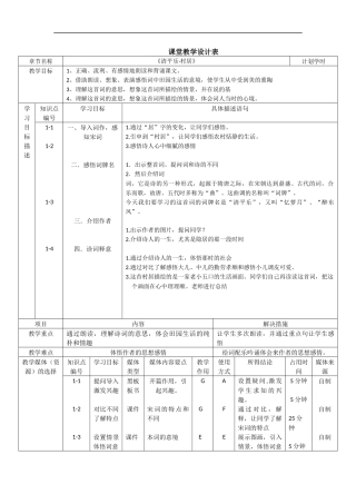 课堂教学设计表清平乐村居
