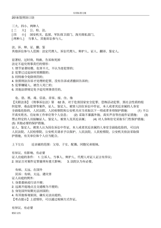 2018司考刑诉口诀整理厚