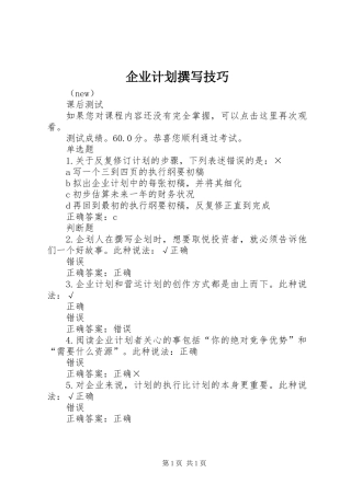 企业计划撰写技巧