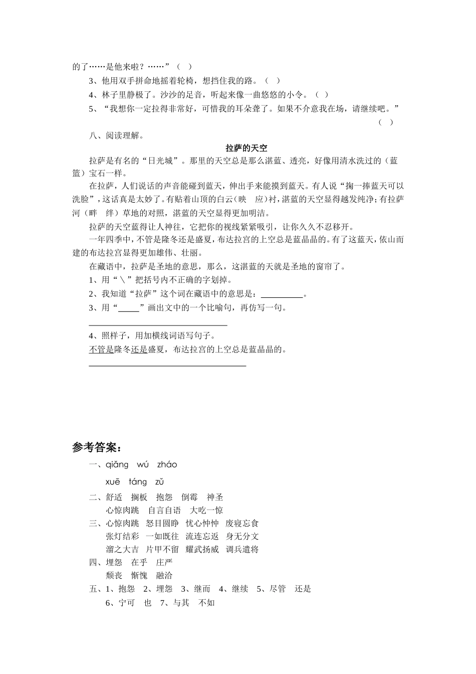 《拉萨的太阳》习题2_第2页