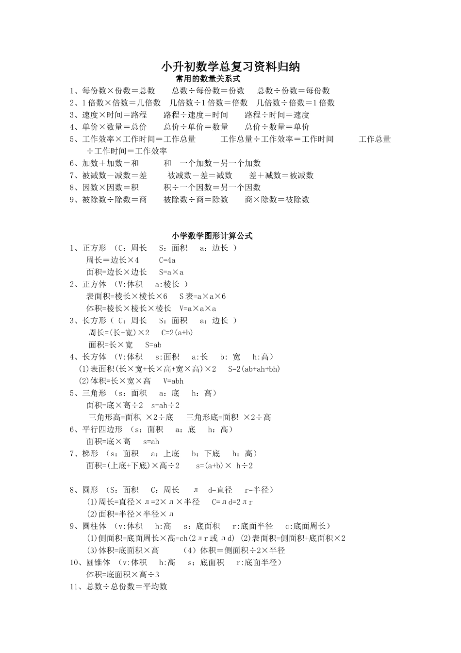 小升初数学总复习资料归_第1页