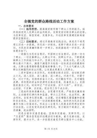 全镇党的群众路线活动工作方案