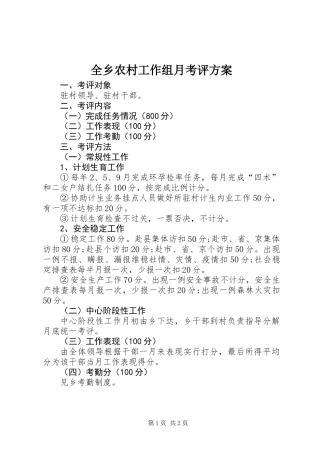 全乡农村工作组月考评方案_1