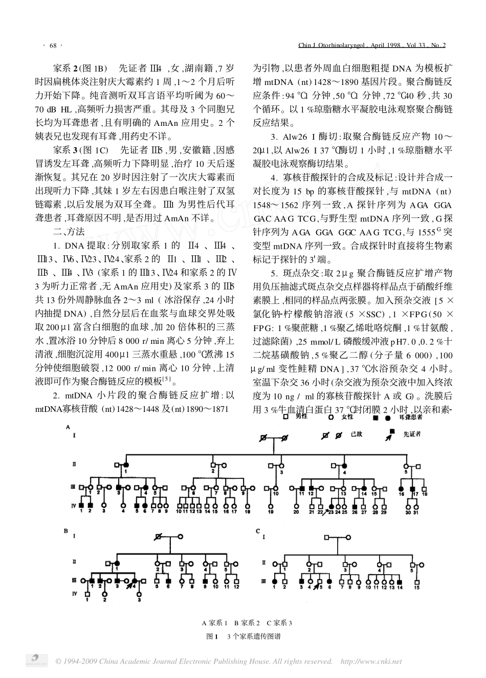 氨基糖甙类抗生素致聋家系线粒体DNA1555G点突变分析_第2页