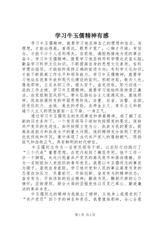 学习牛玉儒精神有感