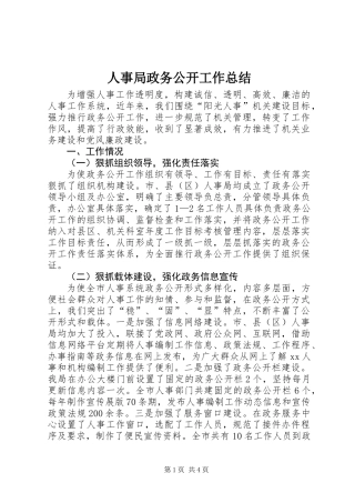 人事局政务公开工作总结