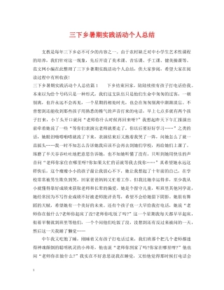 三下乡暑期实践活动个人总结 