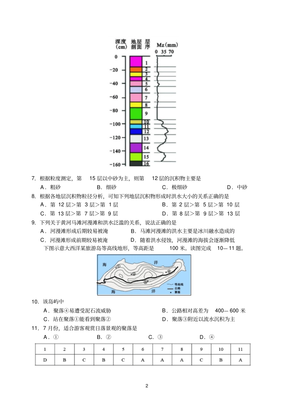 2018届高三地理选择题训练三_第2页