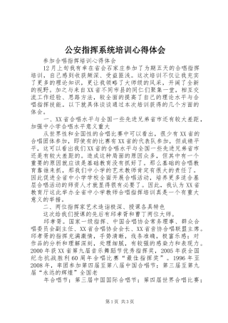 公安指挥系统培训心得体会