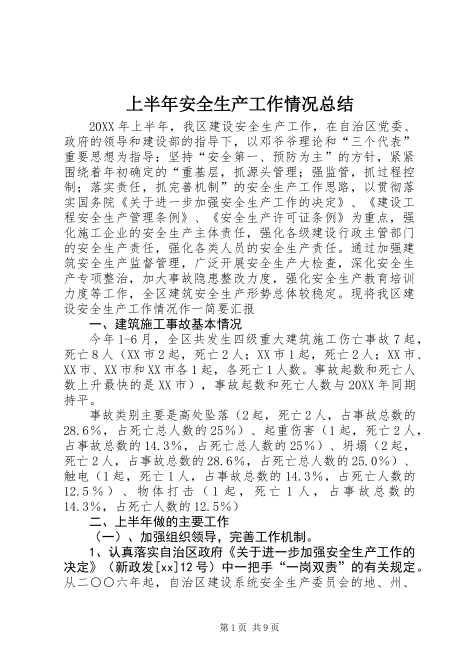 上半年安全生产工作情况总结_第1页